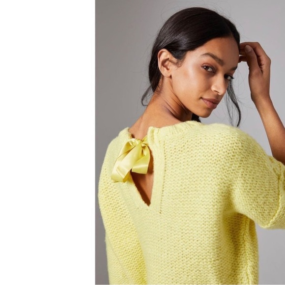 2X Host Pick! NWT Anthropologie Maeve Cecile Bow Back Sweater SZ L - Picture 3 of 8
